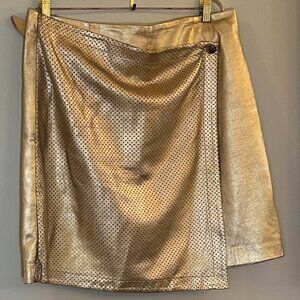Gold Leather Mini Skirt Etcetera
